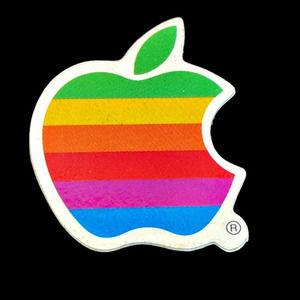 Vintage Apple Computer Lapel Shirt Rainbow Logo Large Version Pin Pinback